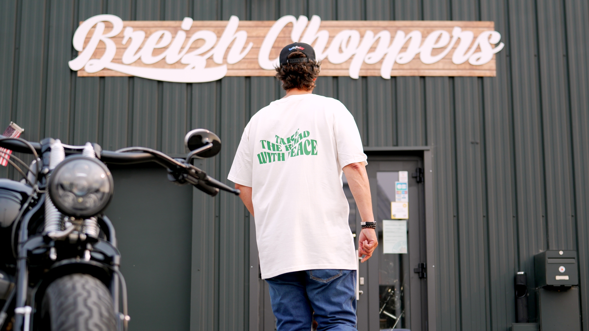 TEE SHIRT LOGO RIDE & PEACE BLANC